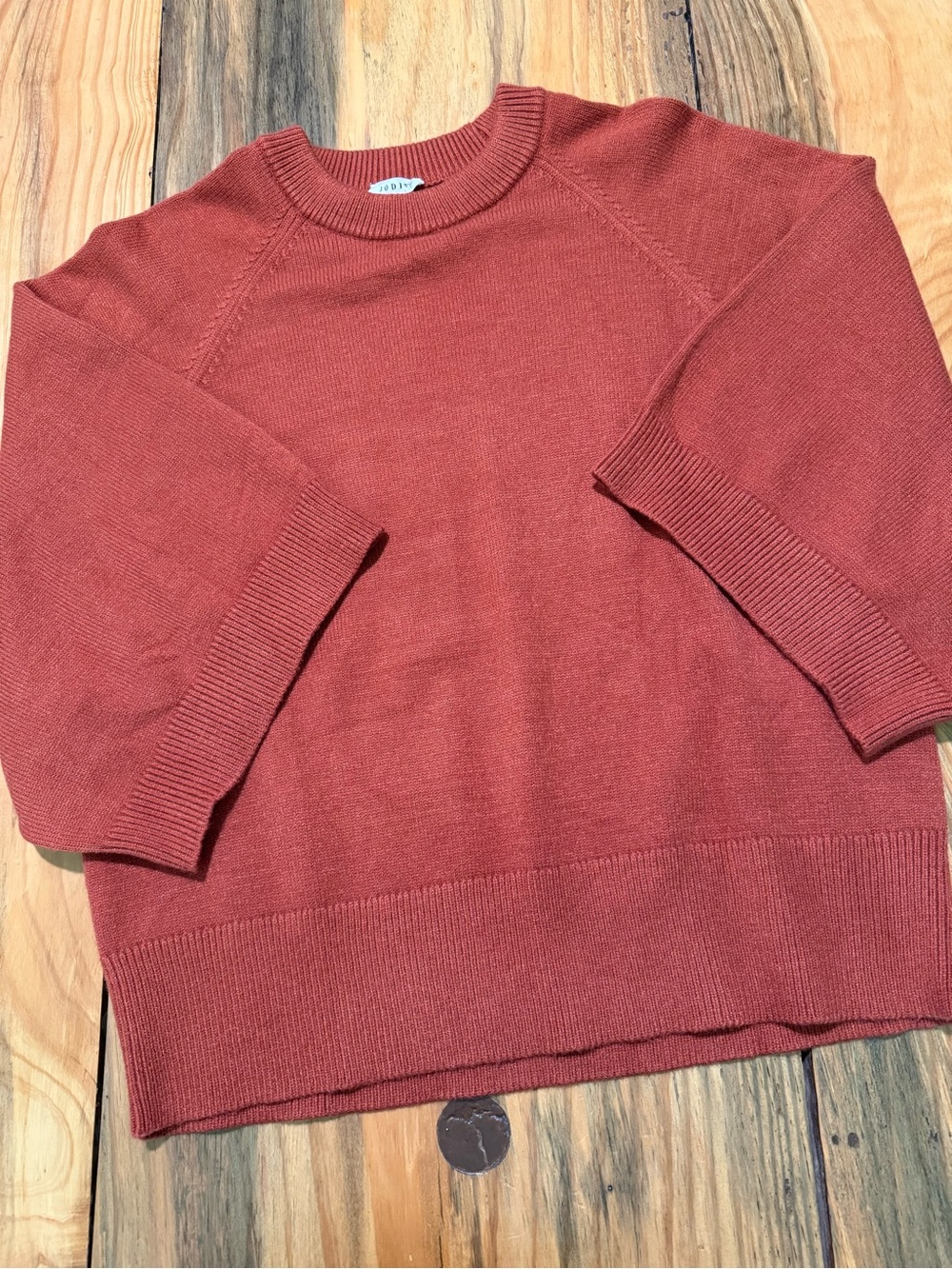 JODIFL Rust Crew Neck Short Sleeve Women’s Sweater, Size Small